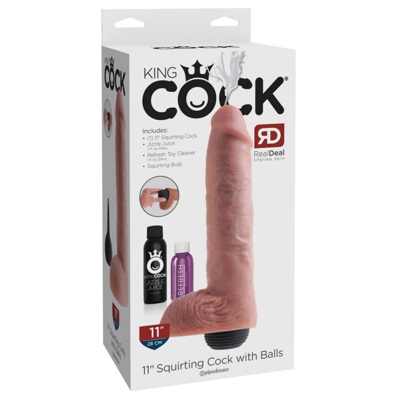 Телесный фаллоимитатор с функцией семяизвержения 11" squirting cock with balls - 27,9 см.