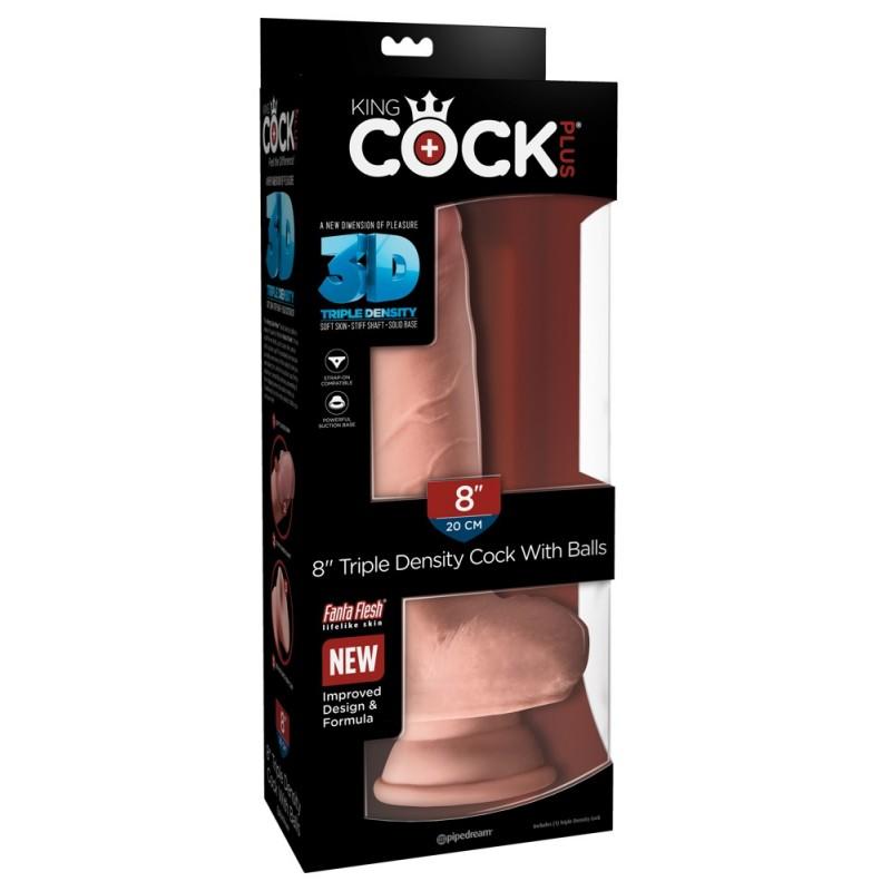 Фаллоимитатор на присоске Тройная плотность King Cock Plus 8 Triple Density Fat Cock with Balls Pipedream