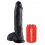 Реалистичный чёрный фаллоимитатор-гигант 10" cock with balls - 25,4 см.