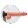 Телесный вибромассажер 10" vibrating cock with balls - 25,4 см.