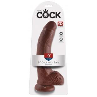 Munanditega dildo 23cm pruun - King Cock