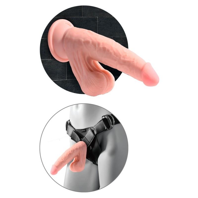 Realistlik dildo munandite ja iminapaga 19cm - KING COCK PLUS