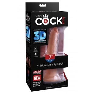 Kolmekordse tihedusega dildo 21cm ihuvärvi - KING COCK