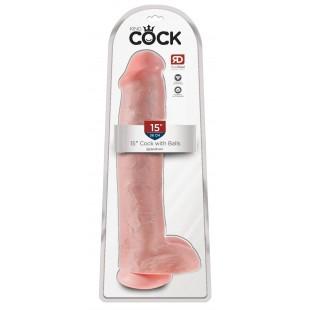 Телесный фаллоимитатор-гигант 15" cock with balls - 40,6 см.