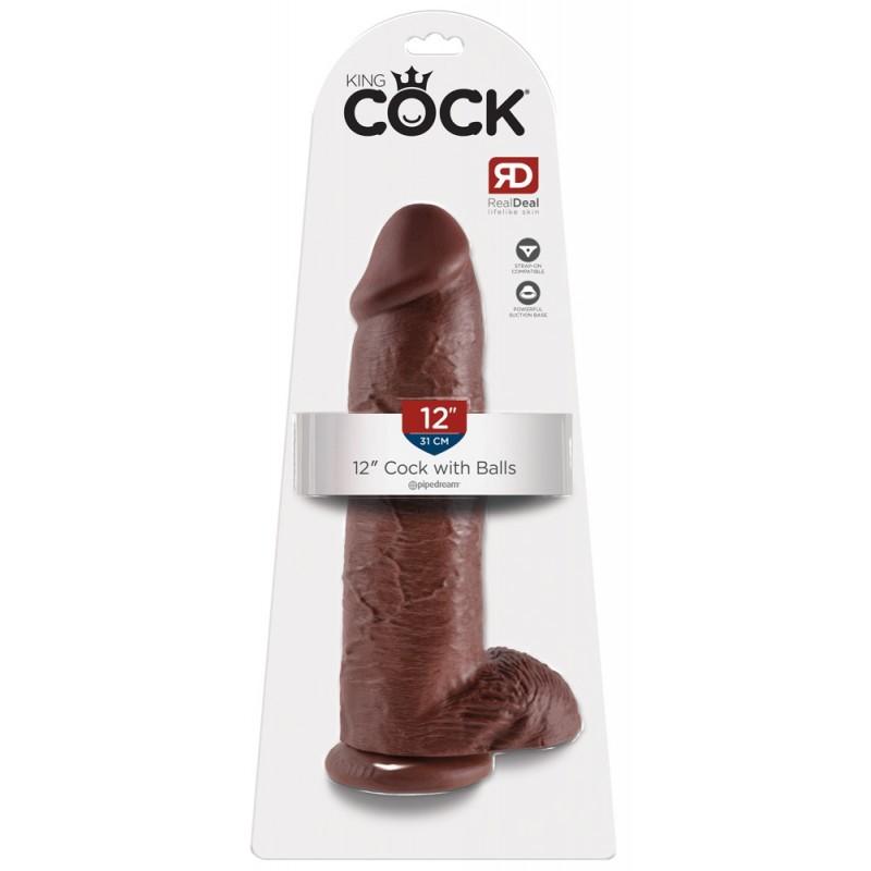 Коричневый фаллоимитатор-гигант 12" cock with balls - 30,5 см.