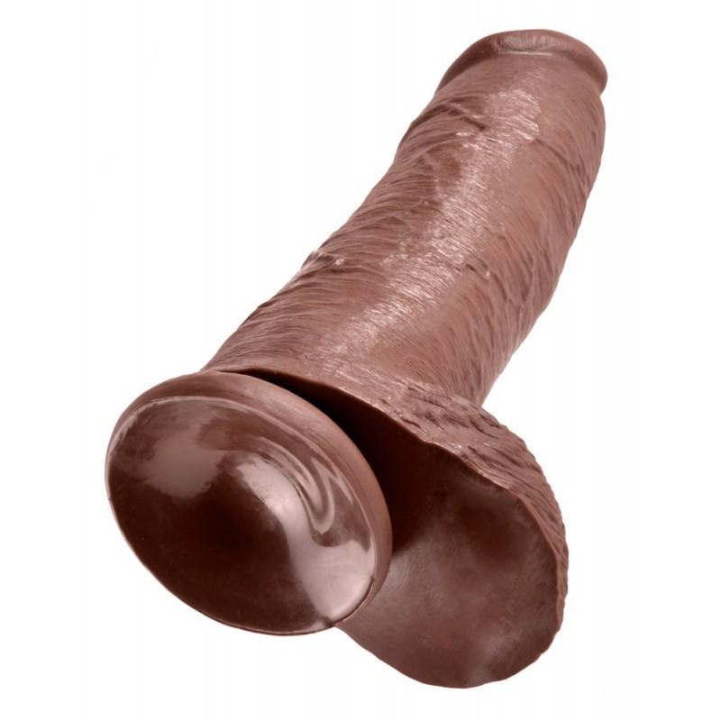 Dildo munanditega 30cm pruun - King Cock