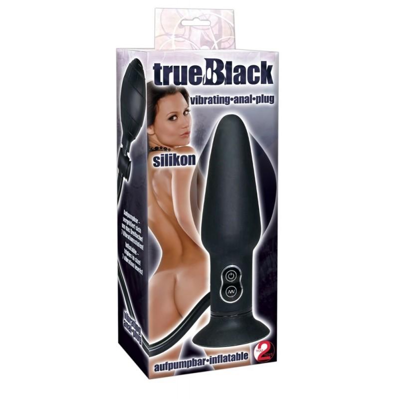 Вибростимулятор с подкачкой True Black Vibro Anal Plug Orion черный