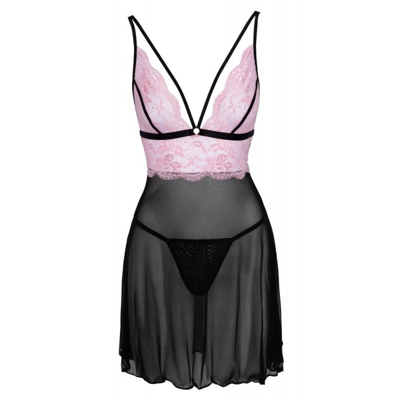 Võrkkangast stringidega body, roosa/must, Cottelli Lingerie