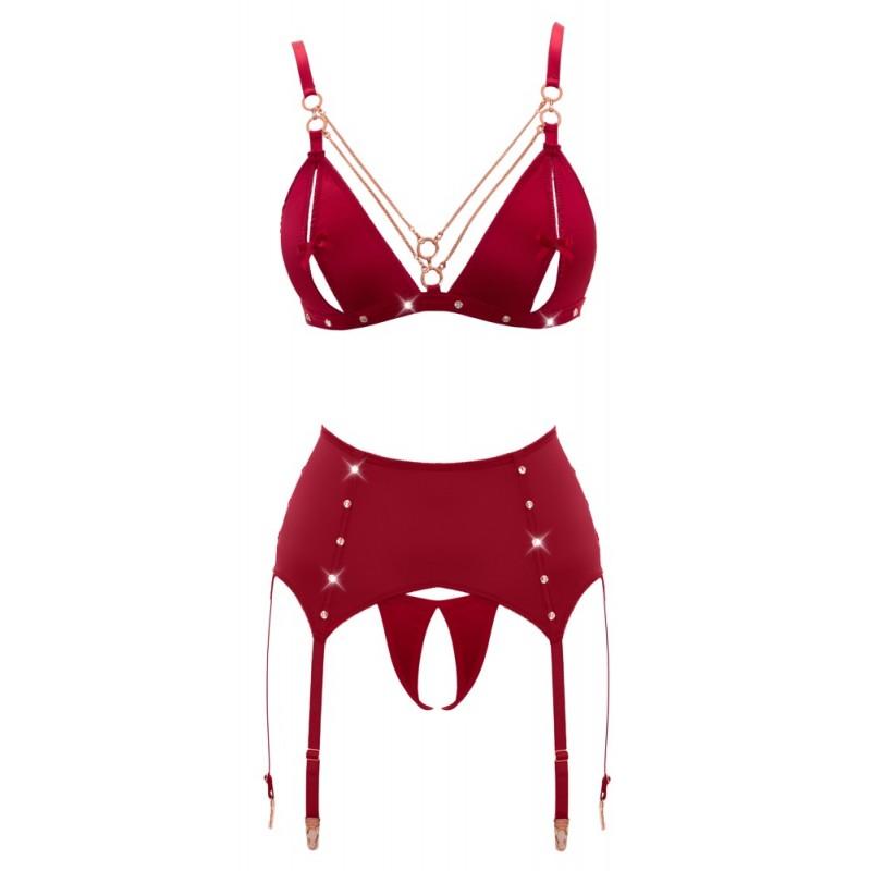 Bra and suspender set red s