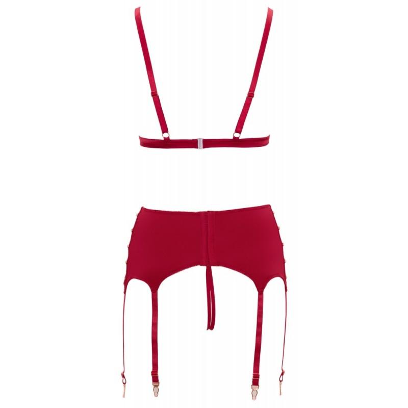 Bra and suspender set red s