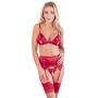 Bra and suspender set red s