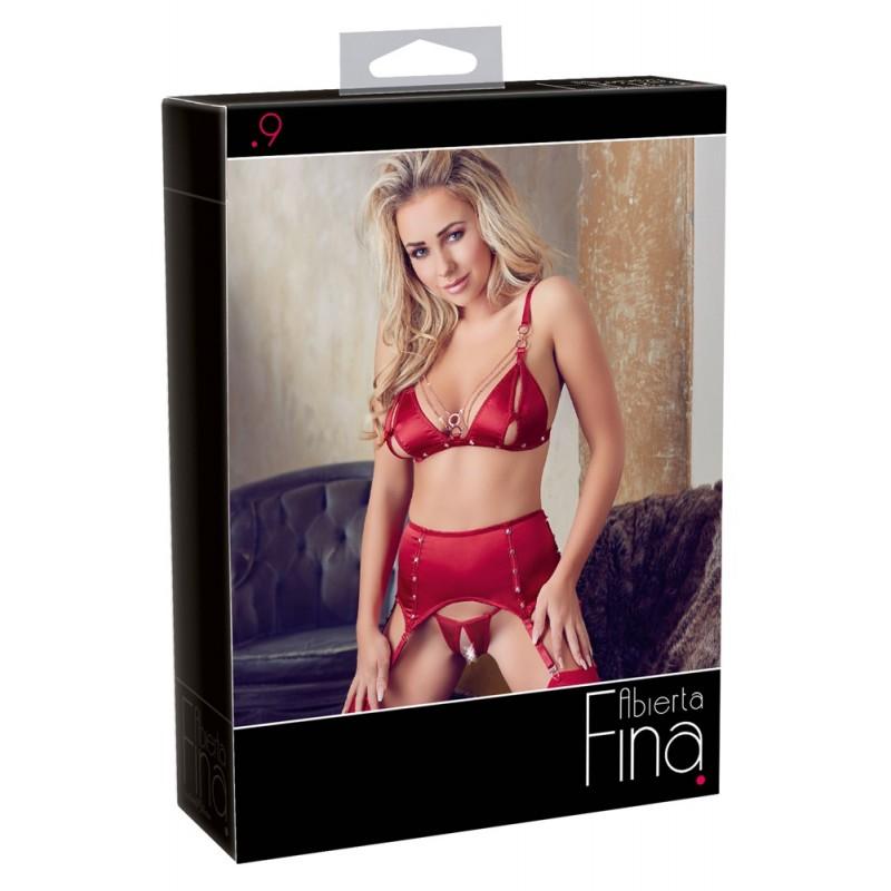 Bra and suspender set red l