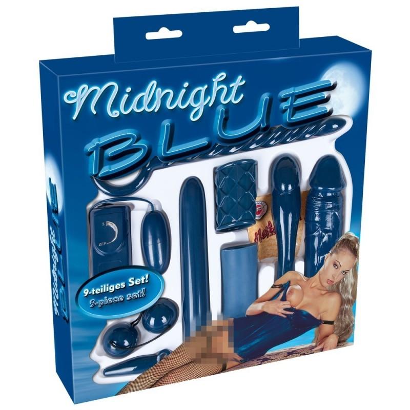 Набор для интимной стимуляции Midnight Blue Set 9 предметов, синий