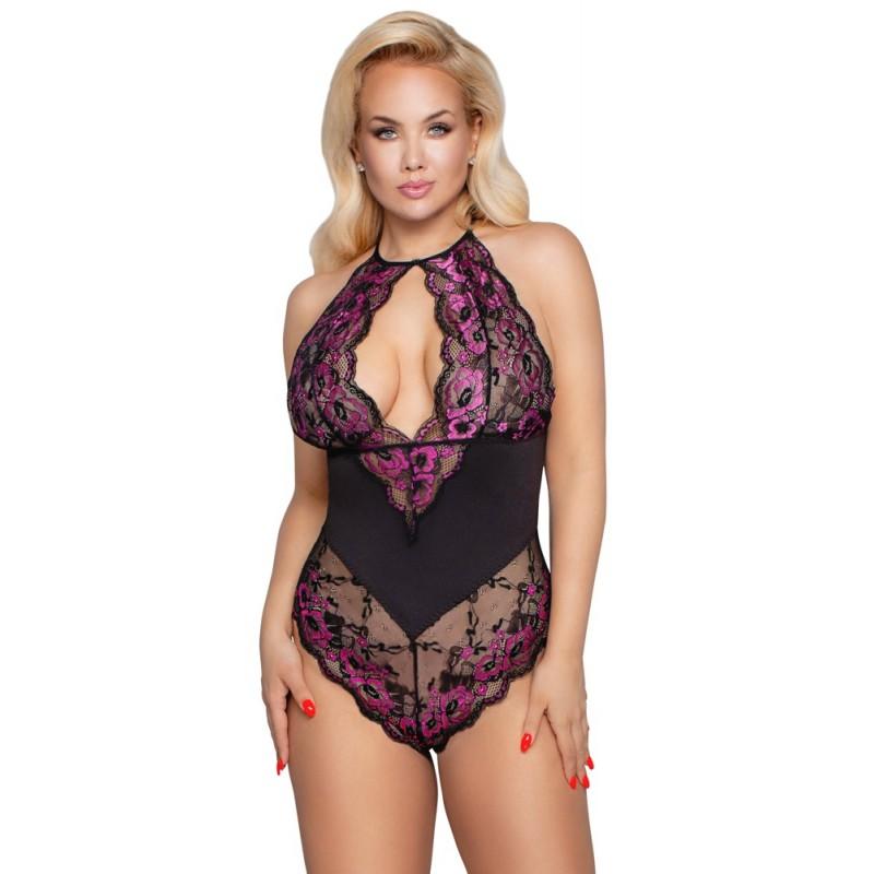 Боди с цветочным кружевом - Body Cottelli CURVES XL