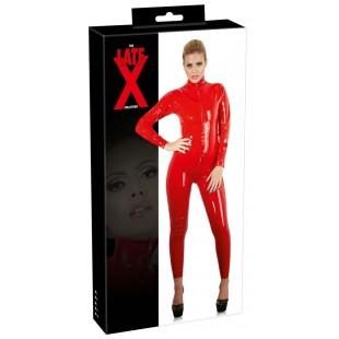 Latex catsuit red l