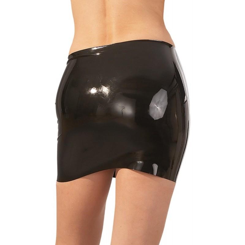 Latex mini skirt black l