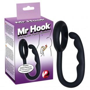 Эрекционное кольцо с анальным стимулятором mr hook, черное