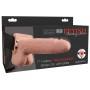 Телесный перезаряжаемый вибрострапон 7" hollow rechargeable strap-on with balls - 20,3 см.