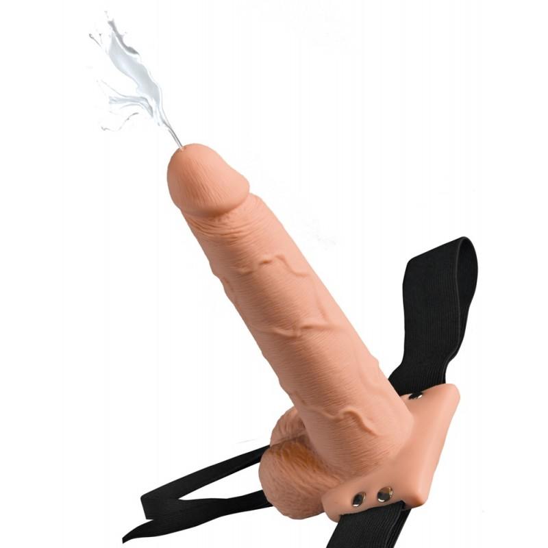 Dildo tühja keskosaga ja strap-on rihmaga 21,6cm - Fetish fantasy