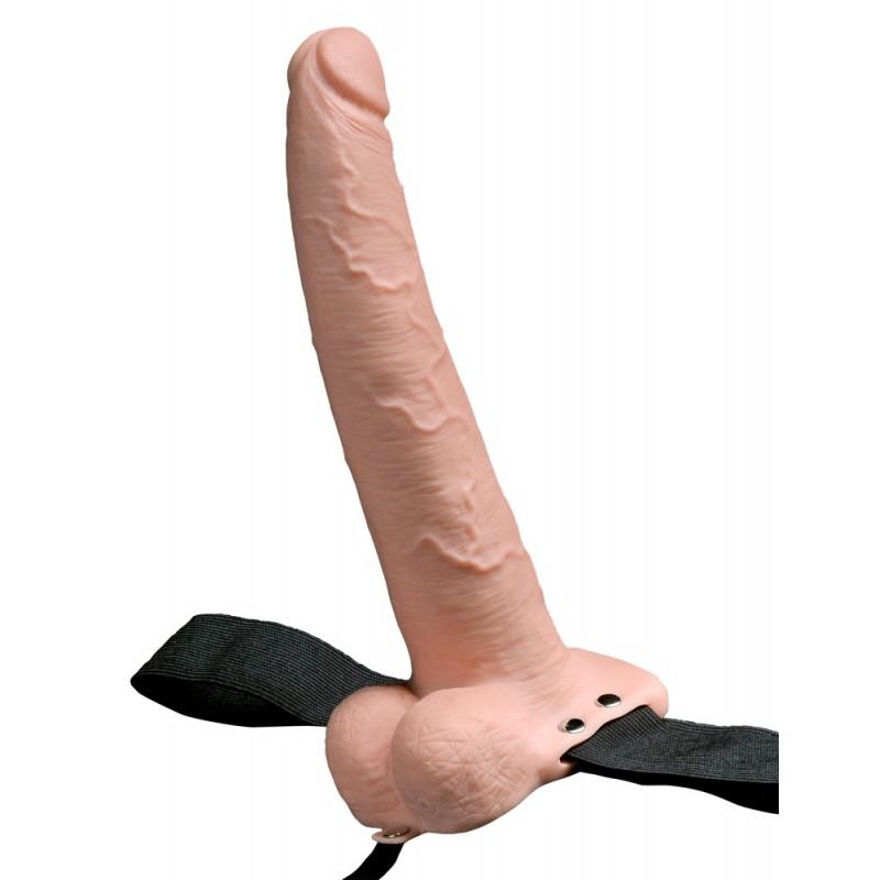 Vibreeriv strap-on dildo tühja keskosaga ja rihmadega 25cm - Fetish Fantasy