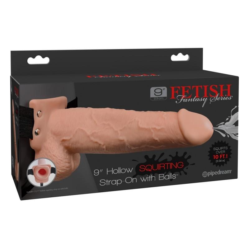 Strap-on dildo tühja keskosaga ja ejakulatsiooniga 21cm - Fetish Fantasy