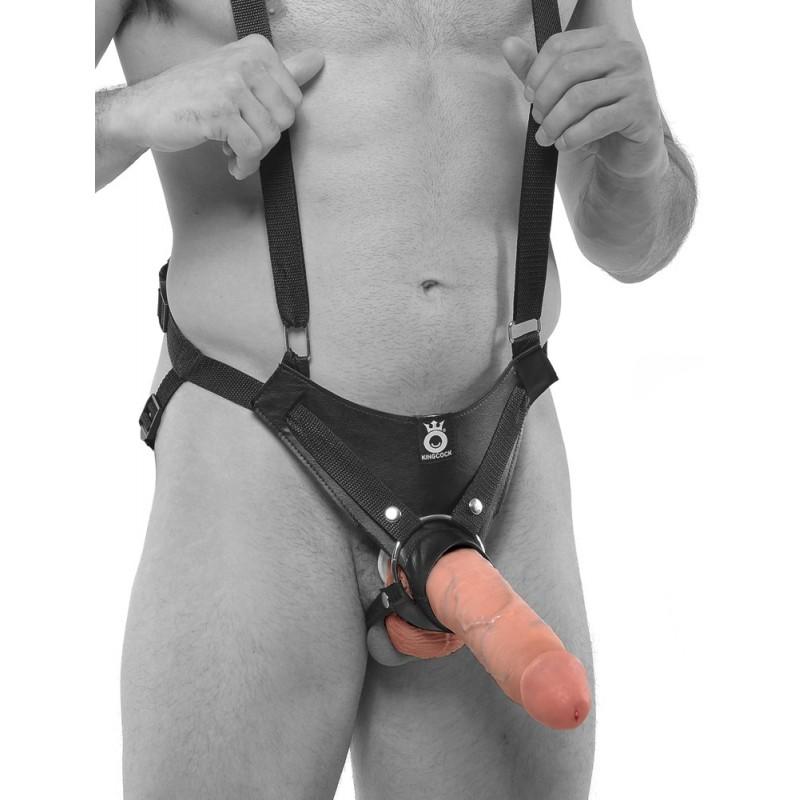 Keharihmade ja tühja keskosaga strap-on dildo 25cm - KING COCK