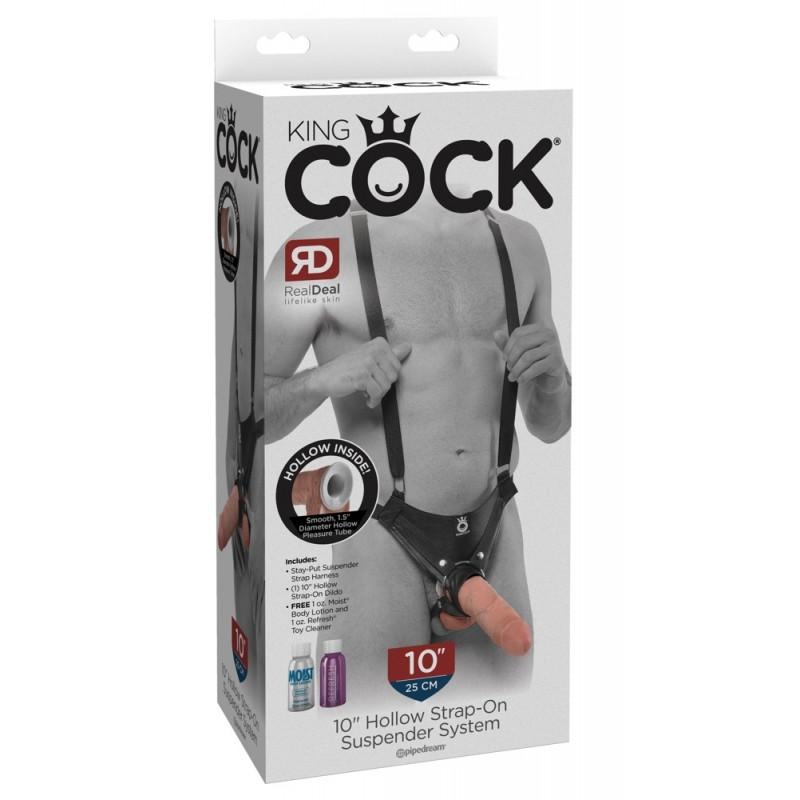 Keharihmade ja tühja keskosaga strap-on dildo 25cm - KING COCK