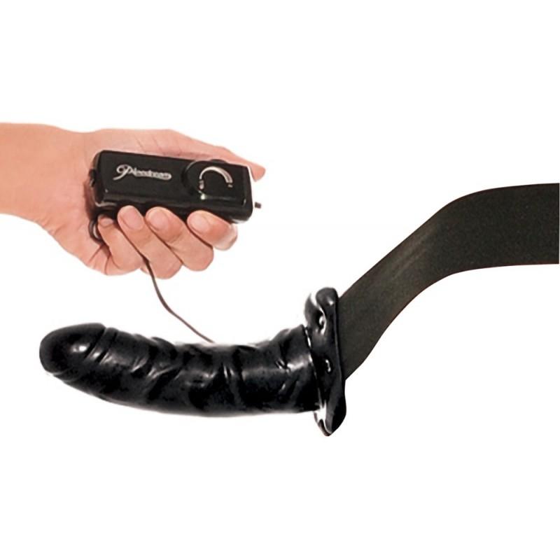 Vibreeriv strap-on dildo kaugjuhtimispuldi ja tühja keskosaga 17cm - Fetish Fantasy