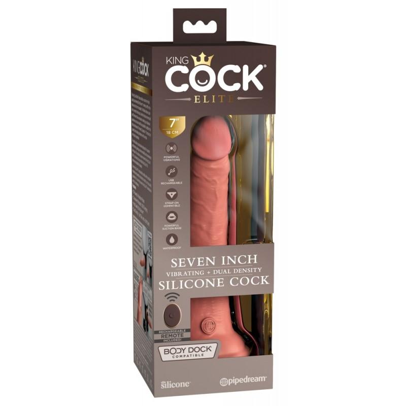 Topelt tihedusega vibreeriv dildo 21cm - KING COCK Elite