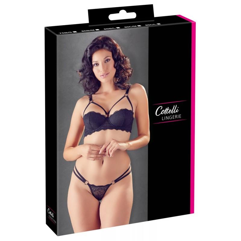 Pitsiline pesukomplekt 85b/l must cottelli lingerie