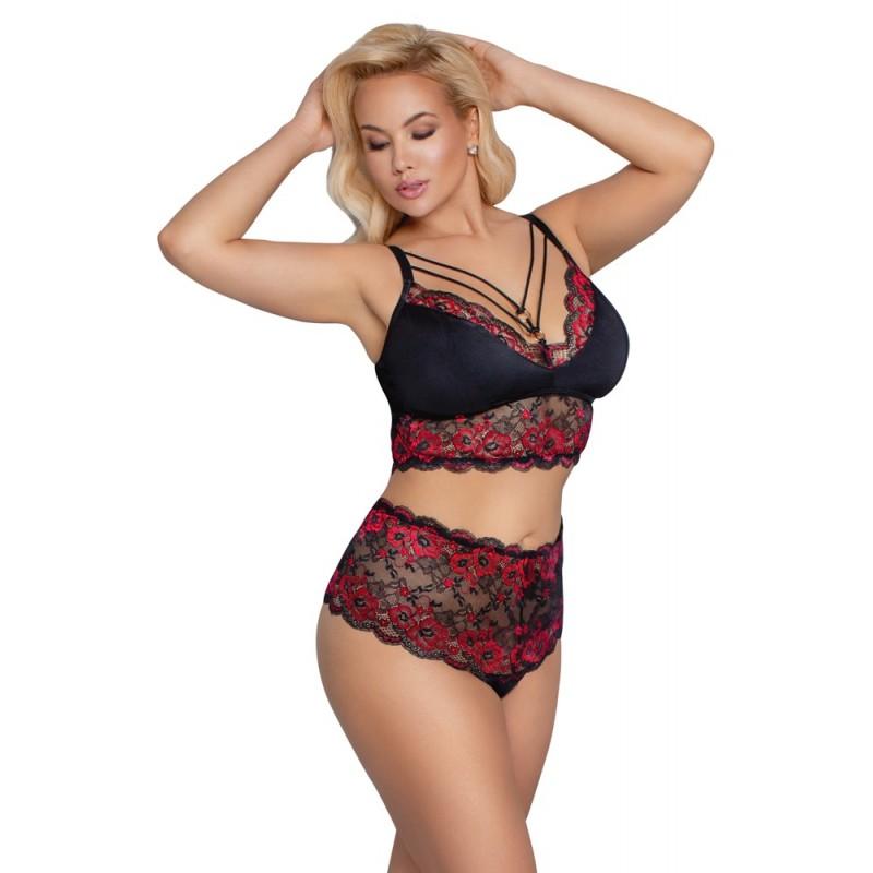 Bra and briefs black/red xl