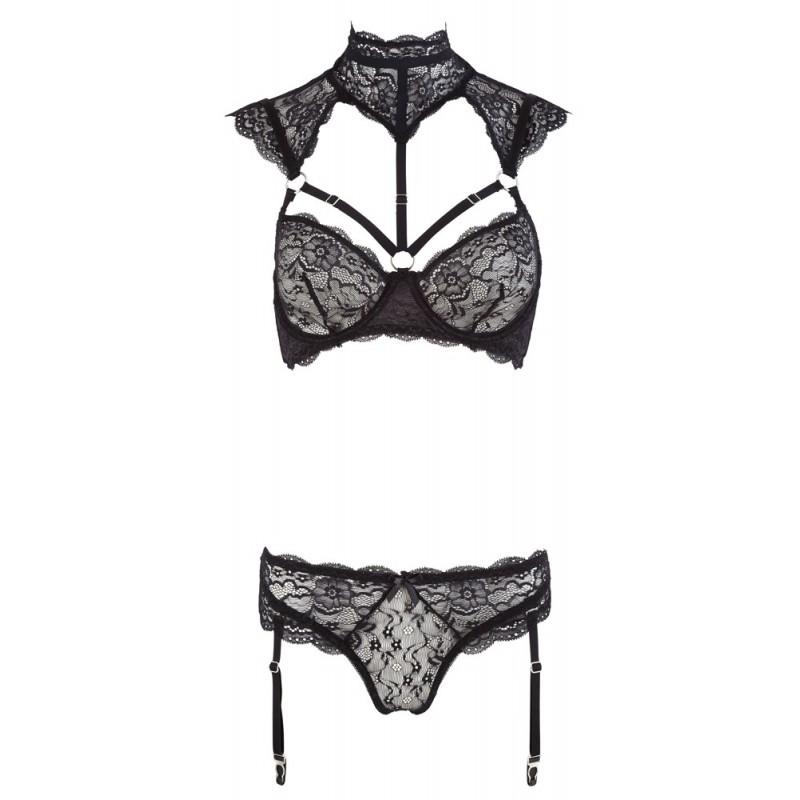 Pitsiline pesukomplekt 80b/m must cottelli collection lingerie