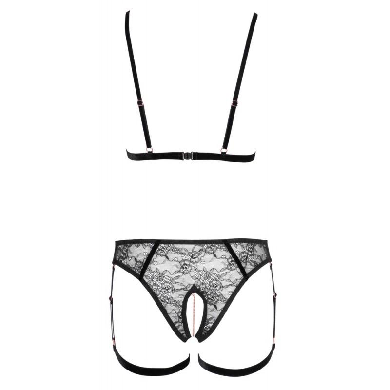 Rihmade ja kettidega pesukomplekt s must cottelli lingerie