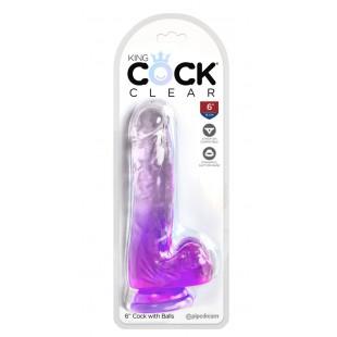 Dildo munanditega 18 cm lilla - KING COCK