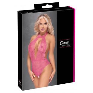 Roosa pitsiline kehasukk avatud jalgevahe ja sügava dekolteega L/XL - Cottelli LINGERIE