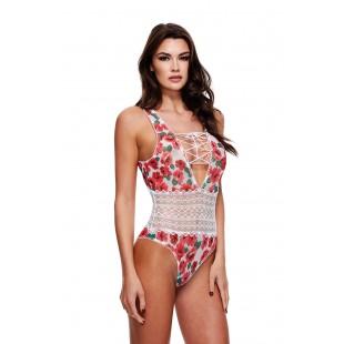 WHITE FLORAL & LACE TEDDY, S/M