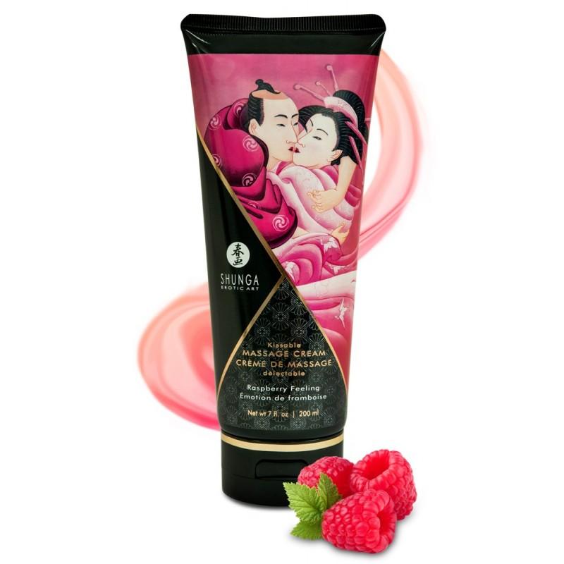 Massage cream with raspberry flavour 200 ml - Shunga