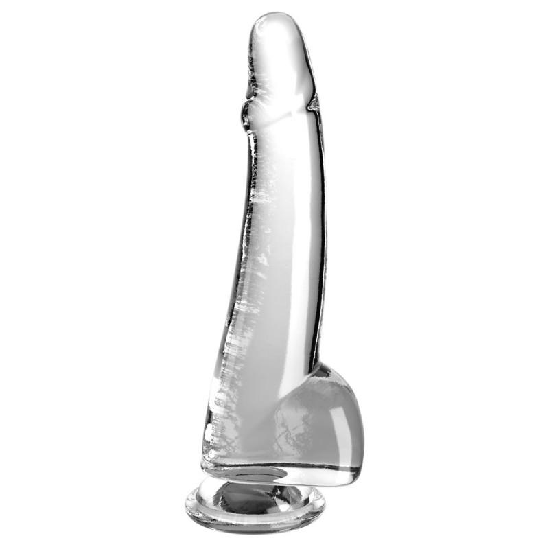 Dildo munanditega 28cm läbipaistev - KING COCK