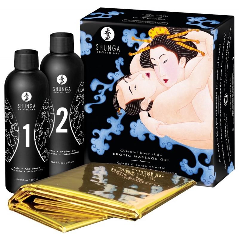 Nuru massaažikomplekt eksootiliste puuviljade aroomiga 2x250 ml - Shunga