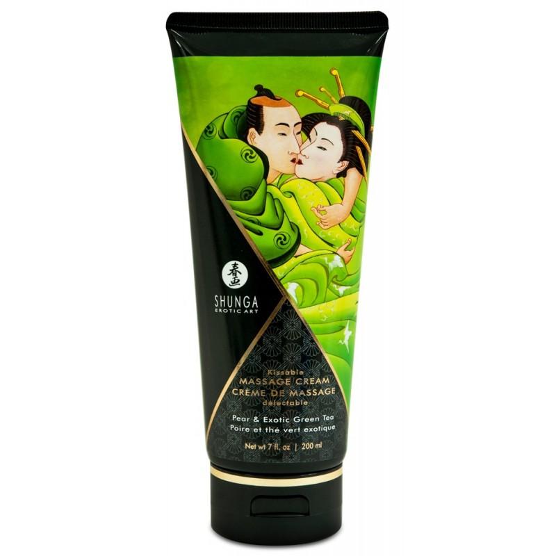 Massage cream with pear and green tea flavour 200 ml - Shunga