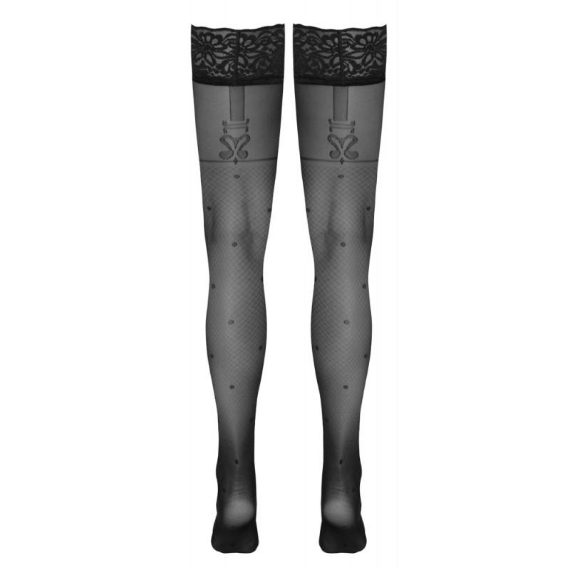 Mustad pitsäärega ja täppidega detailidega sukad 4 - Cottelli LEGWEAR