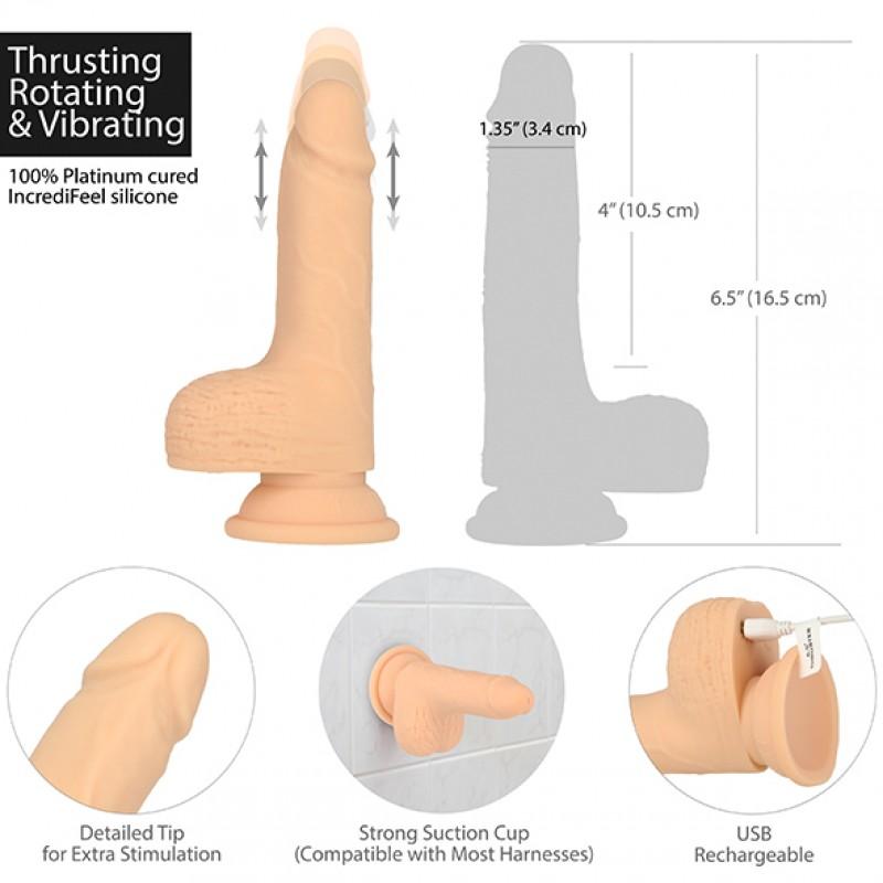 Tõukedildo kaugjuhtimispuldiga 16,5cm ihuvärvi - Naked Addiction