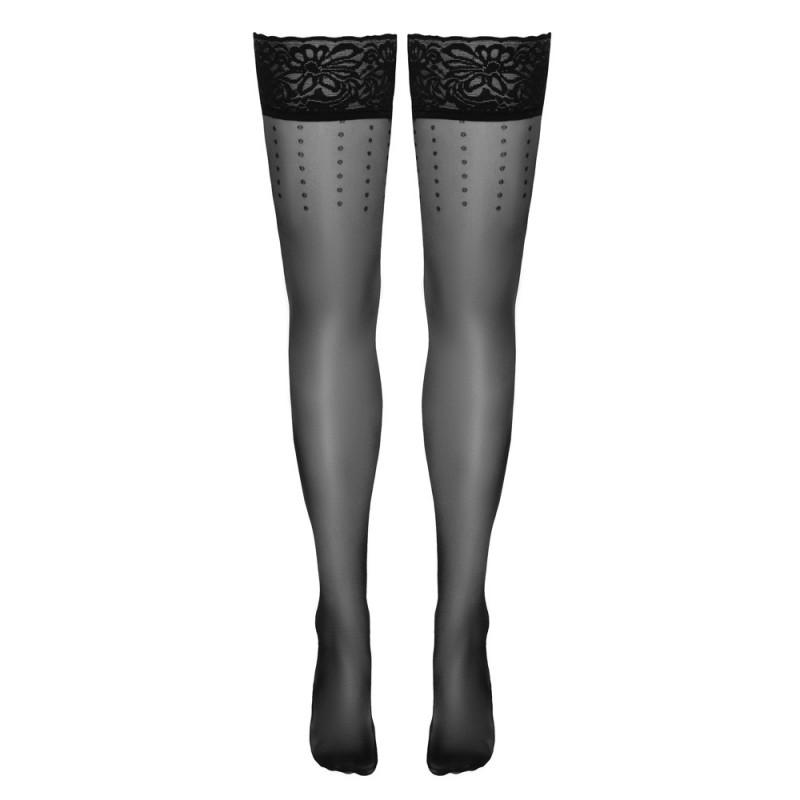 Mustad pitsäärise ja täpilise joone detailidega sukad 2 - Cottelli LEGWEAR