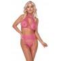 Roosa kolmest osast pitsiline pesukomplekt S/M - Cottelli LINGERIE