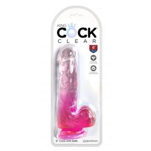 Dildo munanditega 18cm roosa - KING COCK