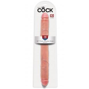 Телесный двусторонний фаллоимитатор 16" thick double dildo - 40,6 см.