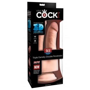 Kolmekordse tihedusega topelt dildo 24cm - King Cock