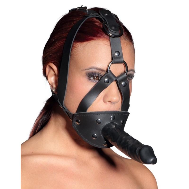 Pea rihmaga mask koos suukorgi ja 13 cm dildoga - Zado