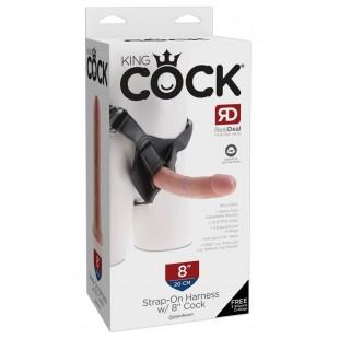 Keha värvi strap-on dildo pükstega 19 cm - King Cock