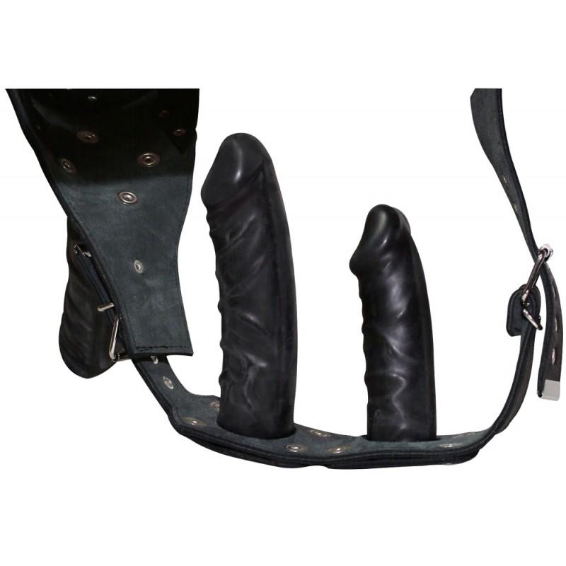 Leather string + 3 dildos l/xl